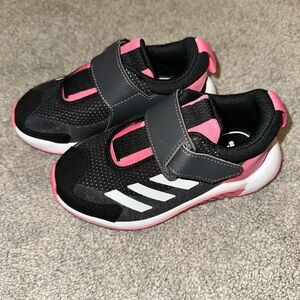 Adidas Kids Black and Pink Velcro Sneakers